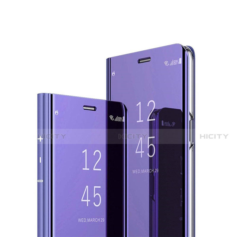 Funda de Cuero Cartera con Soporte Espejo Carcasa L01 para Huawei Y7p Morado