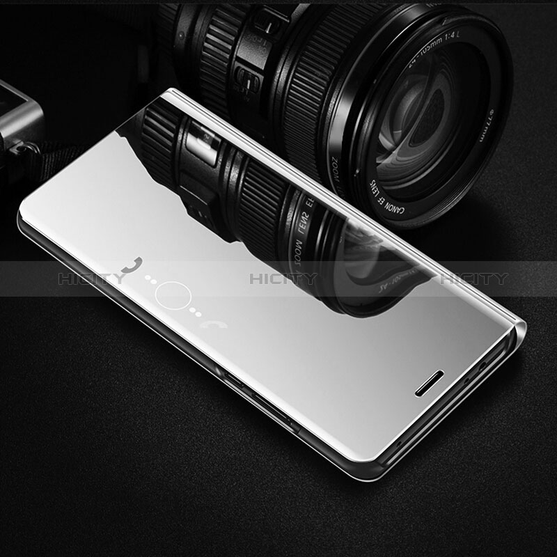 Funda de Cuero Cartera con Soporte Espejo Carcasa L01 para OnePlus 10T 5G Plata