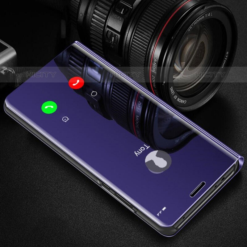 Funda de Cuero Cartera con Soporte Espejo Carcasa L01 para Oppo A11s Morado