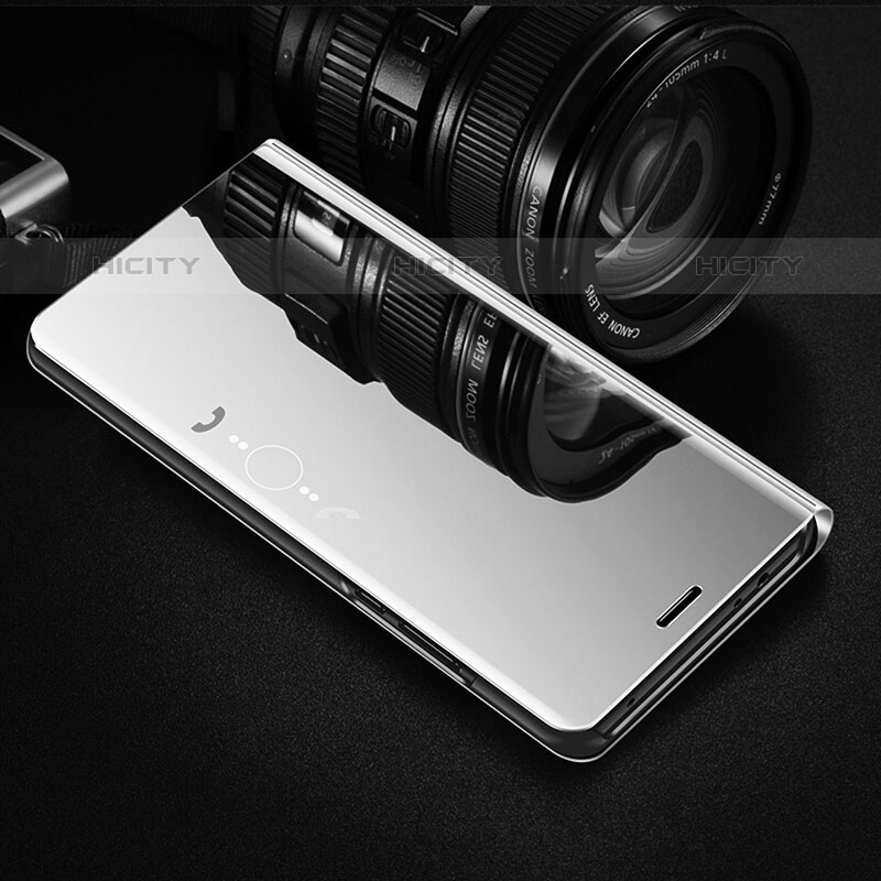 Funda de Cuero Cartera con Soporte Espejo Carcasa L01 para Oppo A11s Plata