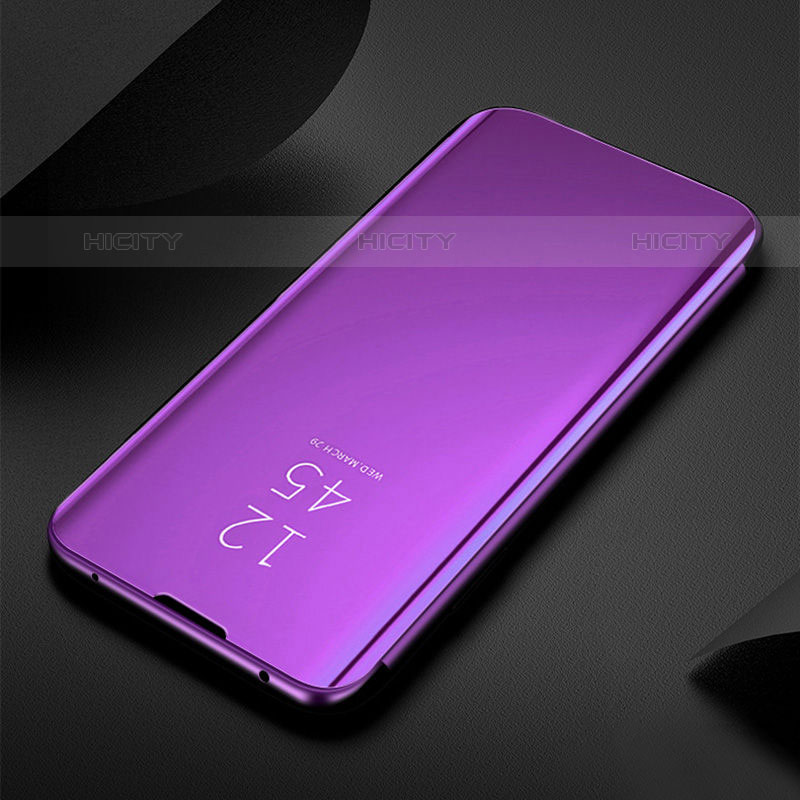 Funda de Cuero Cartera con Soporte Espejo Carcasa L01 para Oppo A16s Morado