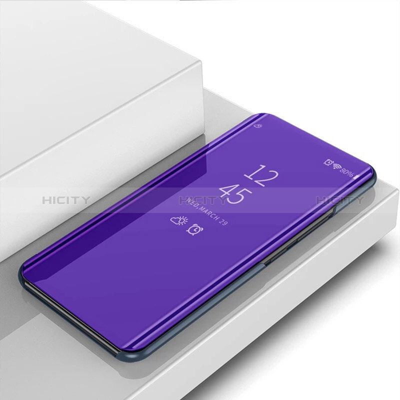 Funda de Cuero Cartera con Soporte Espejo Carcasa L01 para Oppo A54 5G Morado