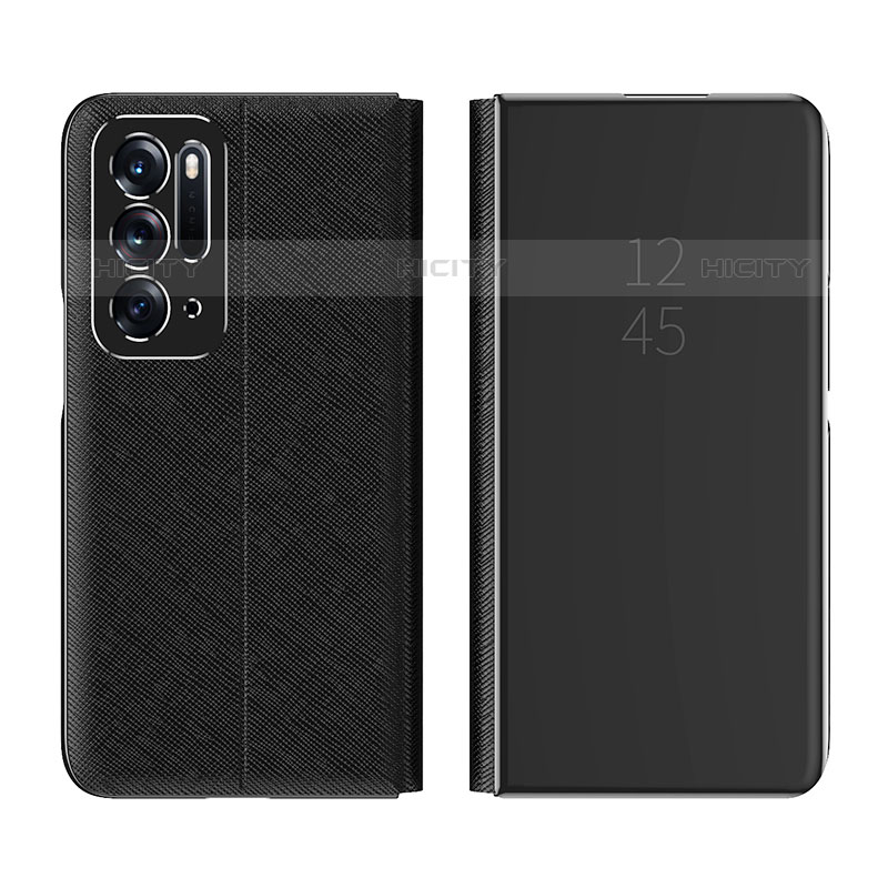 Funda de Cuero Cartera con Soporte Espejo Carcasa L01 para Oppo Find N 5G Negro