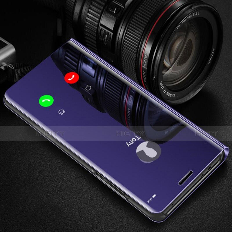 Funda de Cuero Cartera con Soporte Espejo Carcasa L01 para Realme 6 Pro Morado