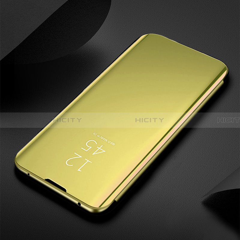 Funda de Cuero Cartera con Soporte Espejo Carcasa L01 para Samsung Galaxy A22 4G Oro