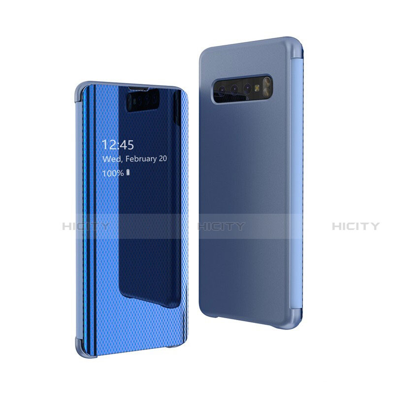 Funda de Cuero Cartera con Soporte Espejo Carcasa L01 para Samsung Galaxy S10 5G SM-G977B Azul