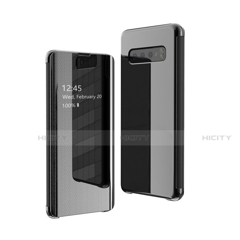 Funda de Cuero Cartera con Soporte Espejo Carcasa L01 para Samsung Galaxy S10 5G SM-G977B Negro