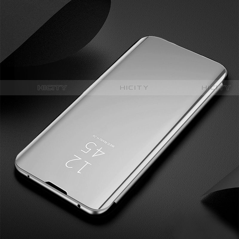 Funda de Cuero Cartera con Soporte Espejo Carcasa L01 para Samsung Galaxy S22 Ultra 5G Plata