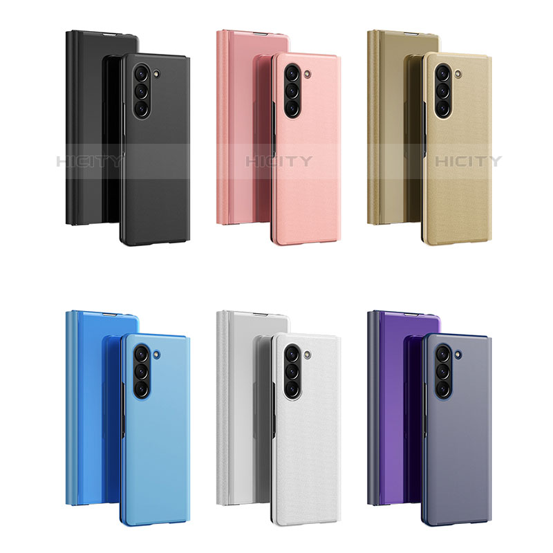 Funda de Cuero Cartera con Soporte Espejo Carcasa L01 para Samsung Galaxy Z Fold5 5G