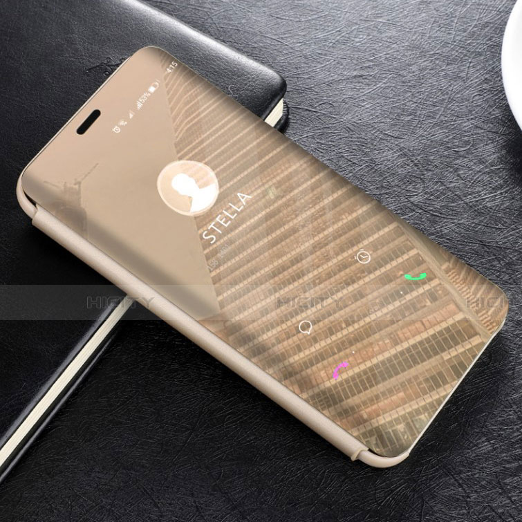 Funda de Cuero Cartera con Soporte Espejo Carcasa L02 para Huawei Mate 20 Lite Oro