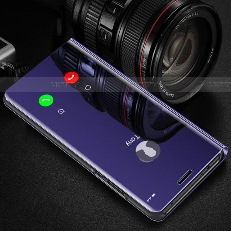 Funda de Cuero Cartera con Soporte Espejo Carcasa L02 para Oppo A11 Morado