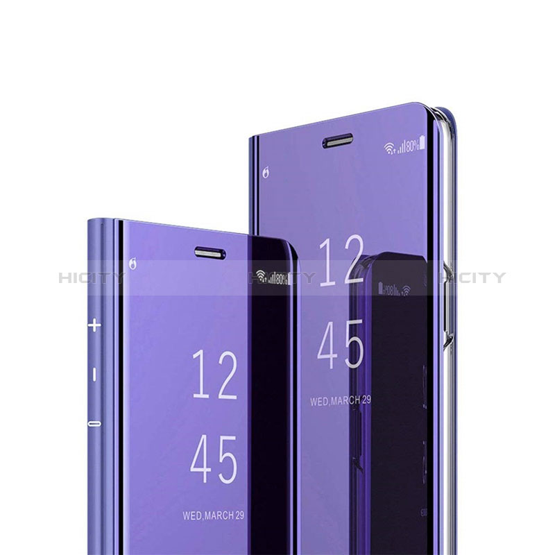 Funda de Cuero Cartera con Soporte Espejo Carcasa L02 para Samsung Galaxy A12 5G Morado