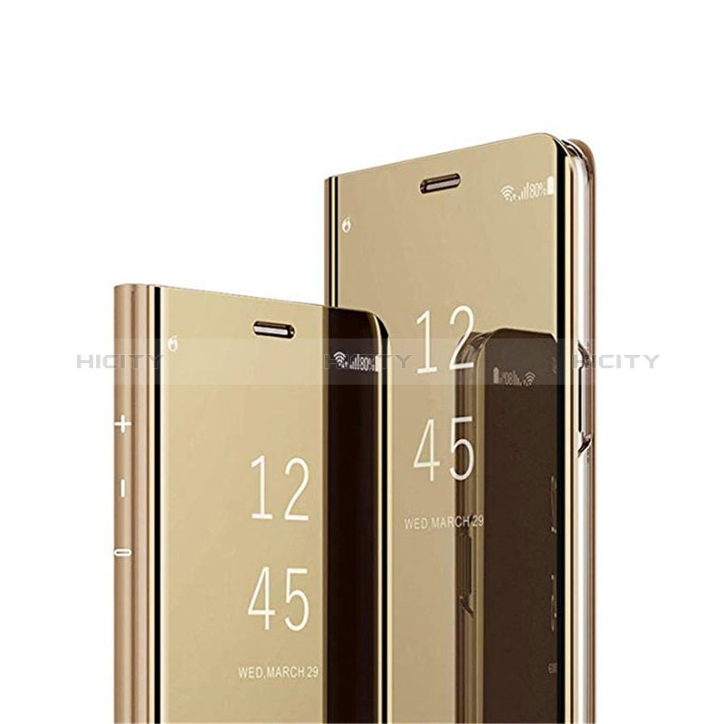 Funda de Cuero Cartera con Soporte Espejo Carcasa L02 para Samsung Galaxy F12 Oro