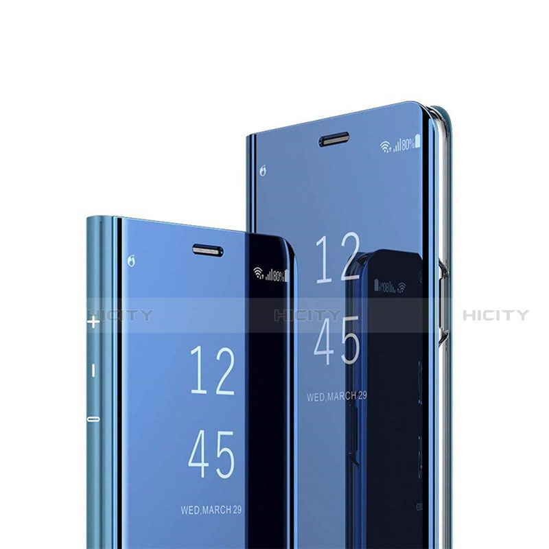 Funda de Cuero Cartera con Soporte Espejo Carcasa L02 para Samsung Galaxy M51 Azul