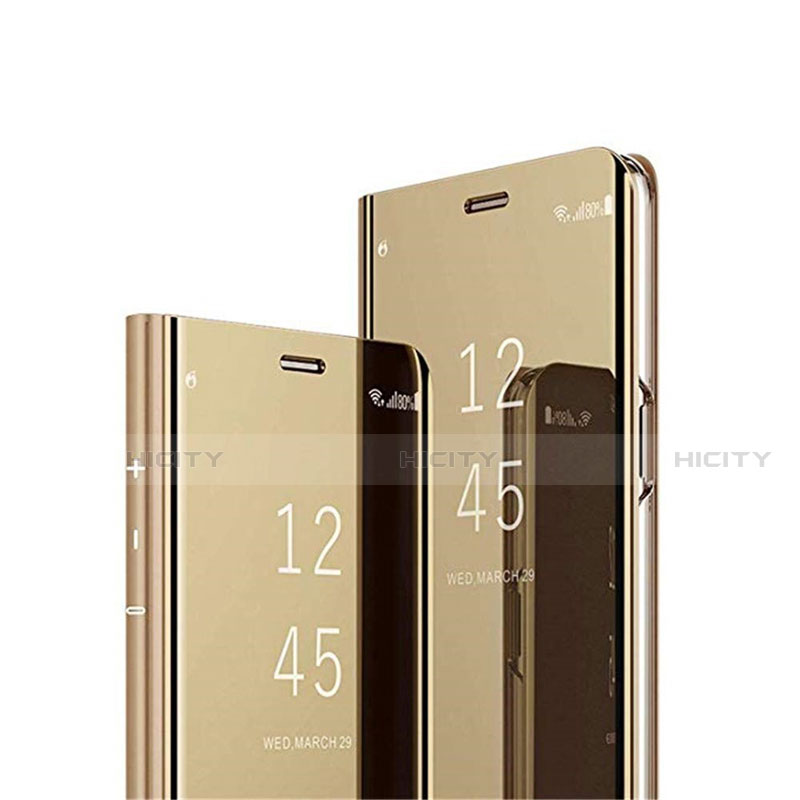 Funda de Cuero Cartera con Soporte Espejo Carcasa L02 para Samsung Galaxy M51 Oro