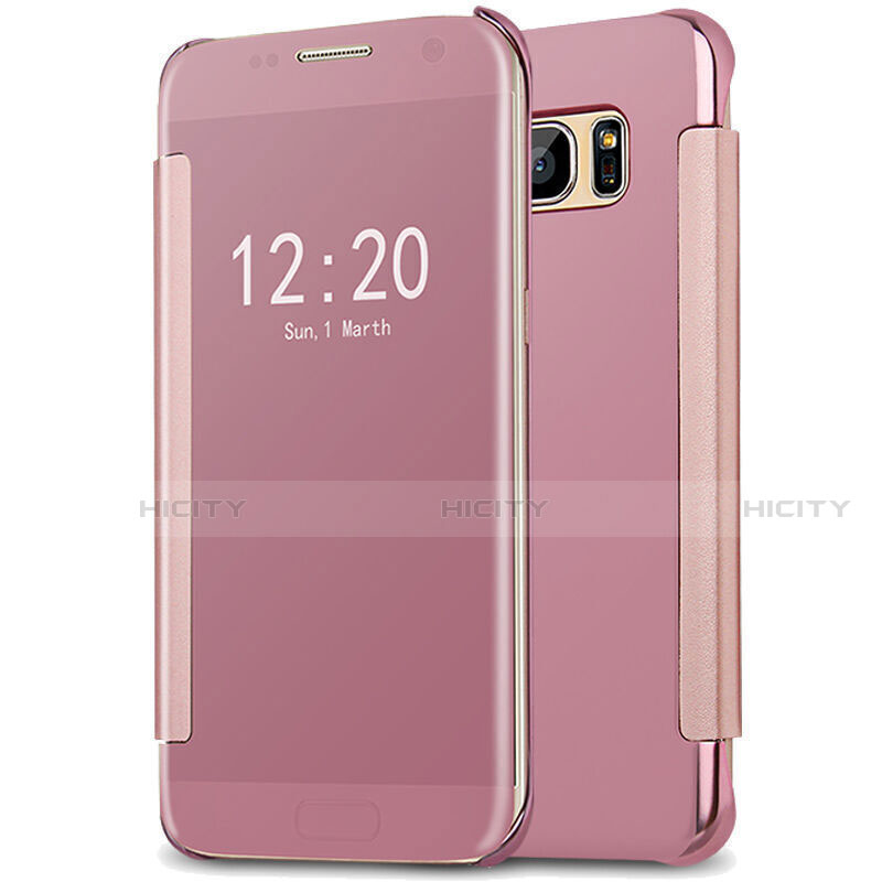 Funda de Cuero Cartera con Soporte Espejo Carcasa L02 para Samsung Galaxy S7 Edge G935F