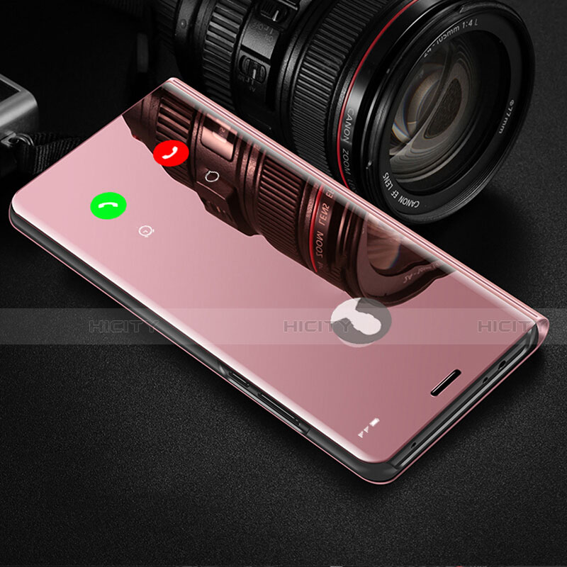 Funda de Cuero Cartera con Soporte Espejo Carcasa L02 para Xiaomi Redmi 10X 5G Oro Rosa
