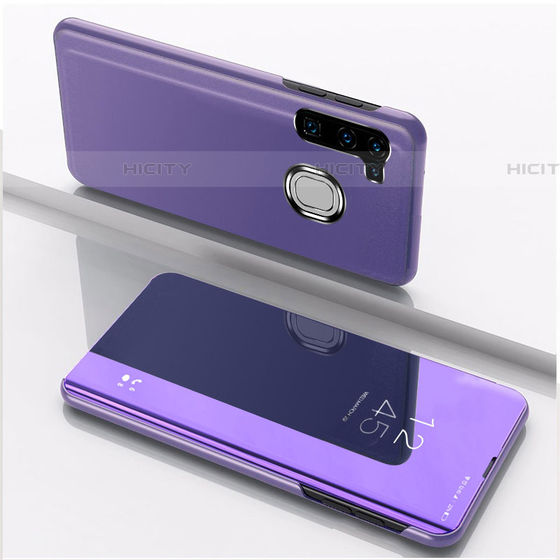 Funda de Cuero Cartera con Soporte Espejo Carcasa L04 para Samsung Galaxy A21 European Purpura Claro