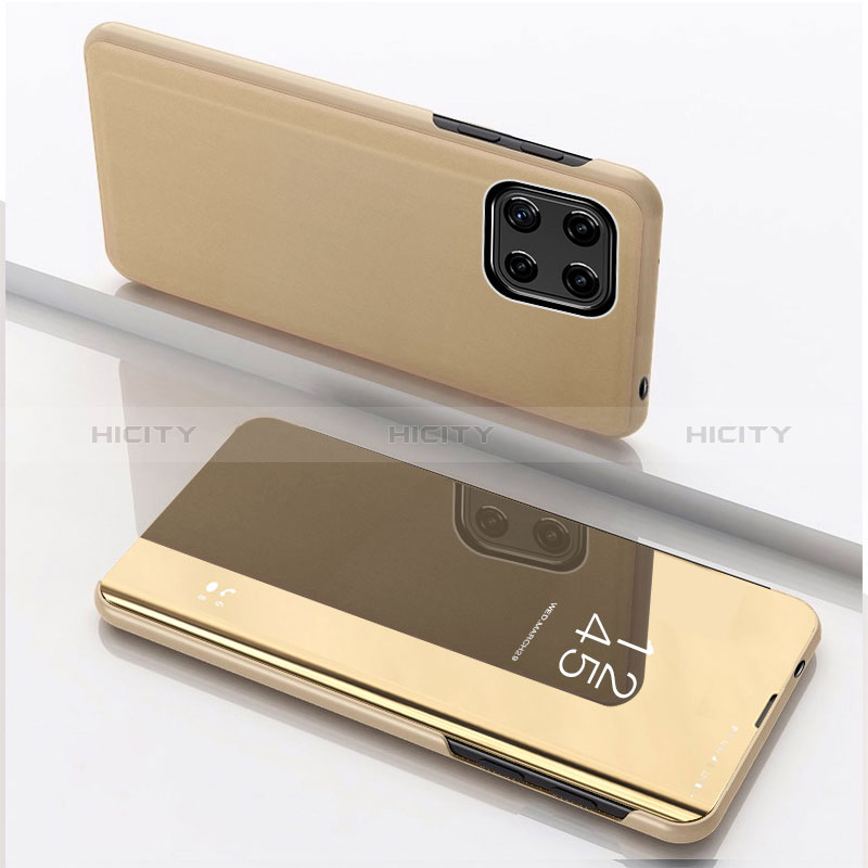 Funda de Cuero Cartera con Soporte Espejo Carcasa L04 para Samsung Galaxy A22s 5G Oro