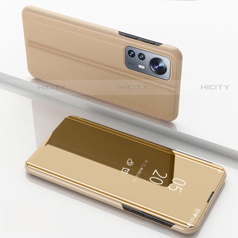 Funda de Cuero Cartera con Soporte Espejo Carcasa L04 para Xiaomi Mi 12 Pro 5G Oro