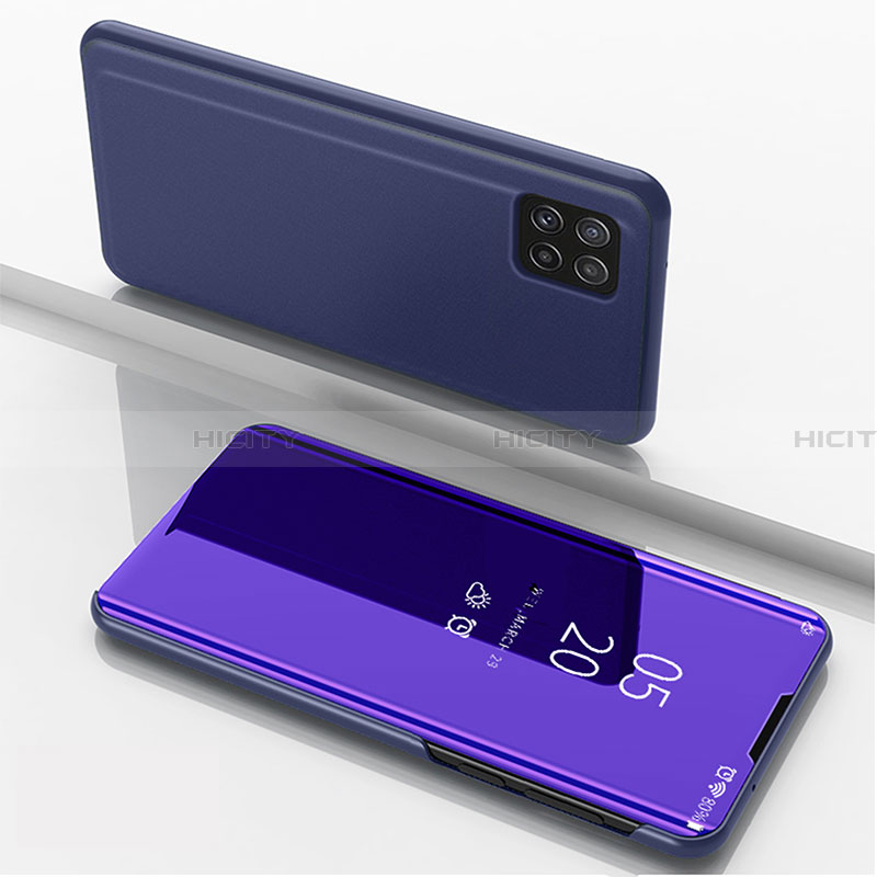 Funda de Cuero Cartera con Soporte Espejo Carcasa L05 para Samsung Galaxy A22 5G Morado