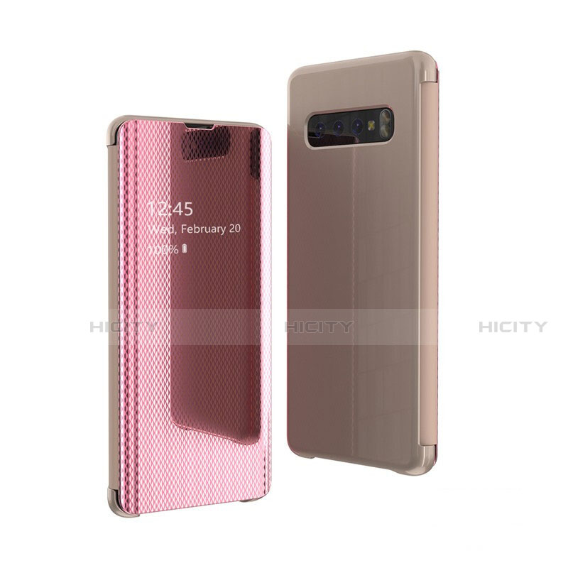 Funda de Cuero Cartera con Soporte Espejo Carcasa L05 para Samsung Galaxy S10 5G Oro Rosa