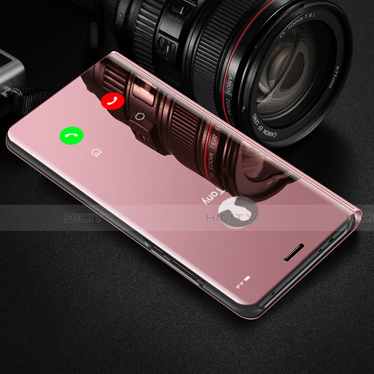 Funda de Cuero Cartera con Soporte Espejo Carcasa M01 para Huawei Honor 20 Pro Oro Rosa