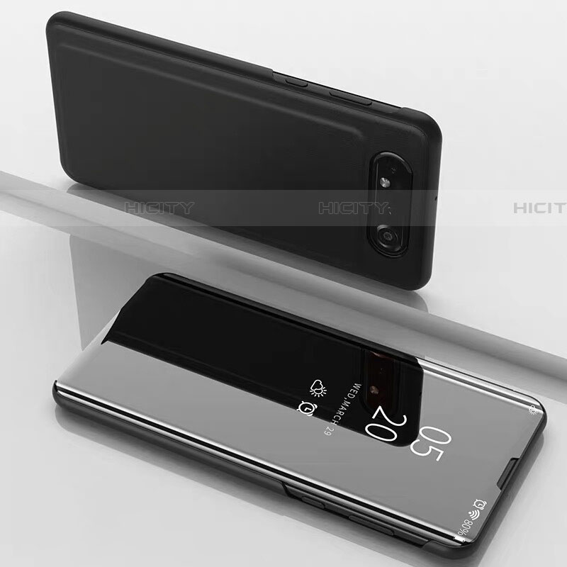 Funda de Cuero Cartera con Soporte Espejo Carcasa M01 para Samsung Galaxy A90 4G Negro