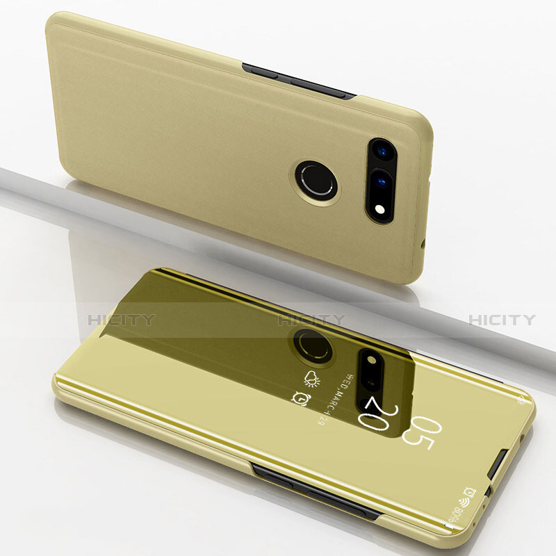 Funda de Cuero Cartera con Soporte Espejo Carcasa M03 para Huawei Honor V20 Oro