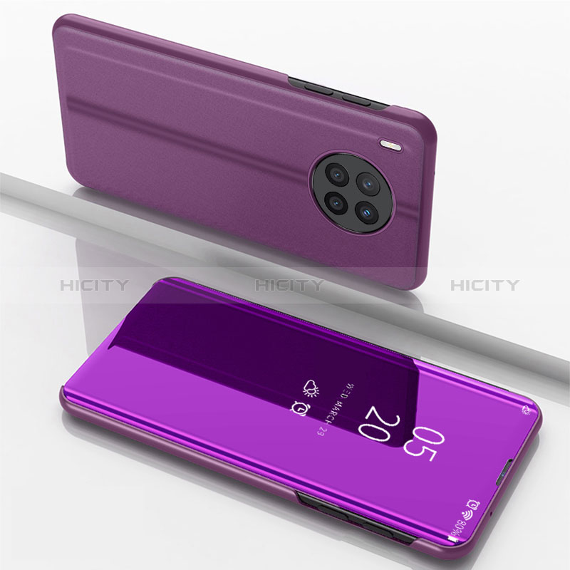 Funda de Cuero Cartera con Soporte Espejo Carcasa para Huawei Honor 50 Lite Morado