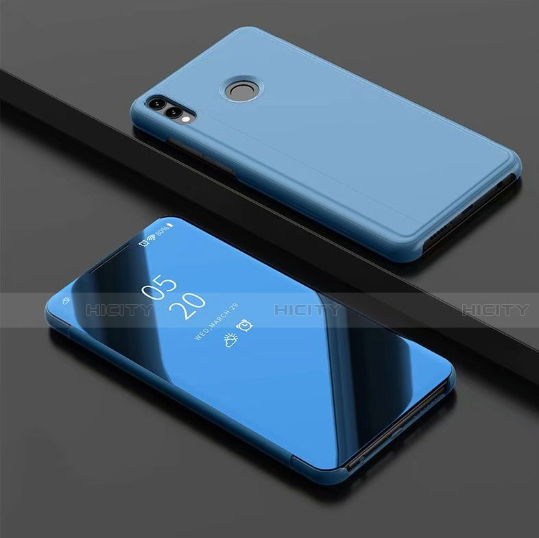 Funda de Cuero Cartera con Soporte Espejo Carcasa para Huawei Honor 8X Azul Cielo