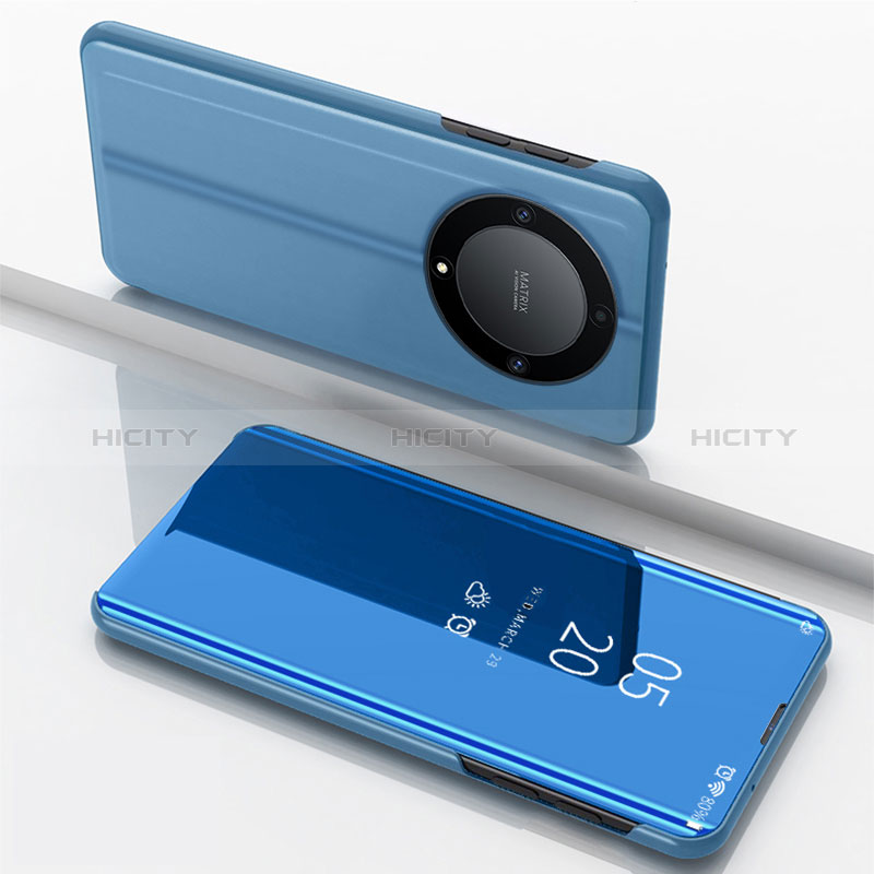 Funda de Cuero Cartera con Soporte Espejo Carcasa para Huawei Honor Magic6 Lite 5G Azul