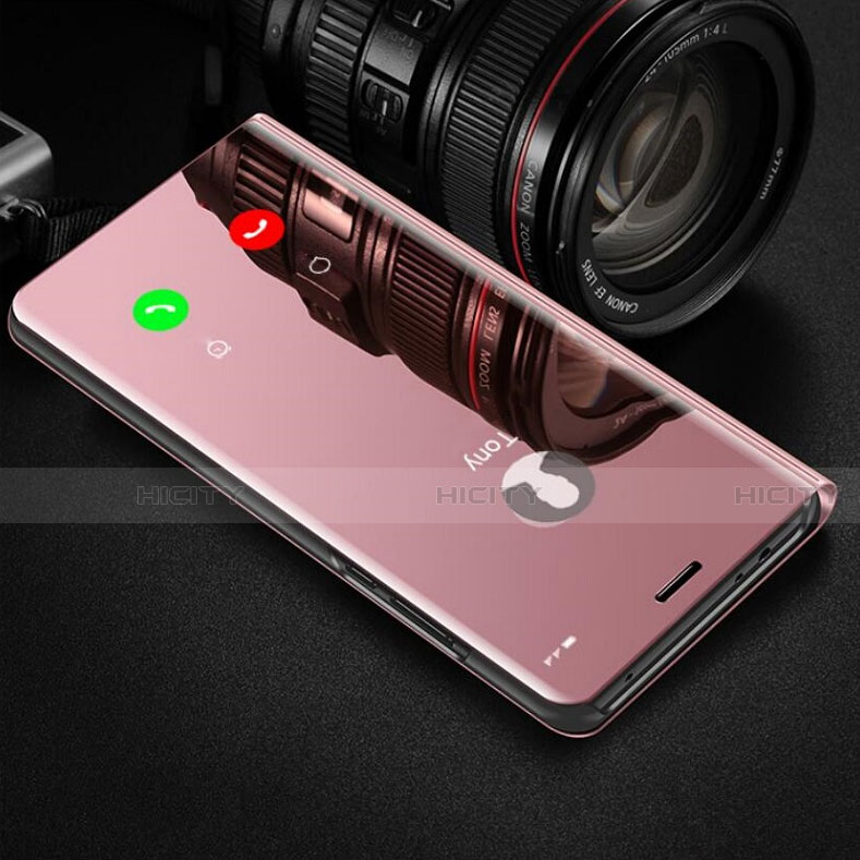 Funda de Cuero Cartera con Soporte Espejo Carcasa para Huawei Honor V30 5G Oro Rosa