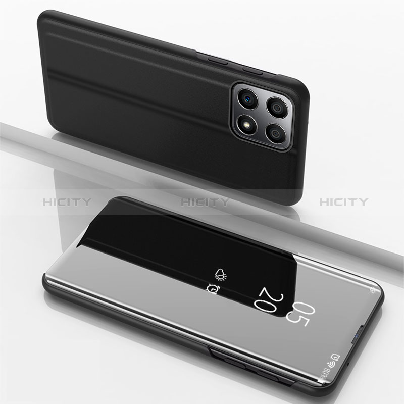 Funda de Cuero Cartera con Soporte Espejo Carcasa para Huawei Honor X8b Negro