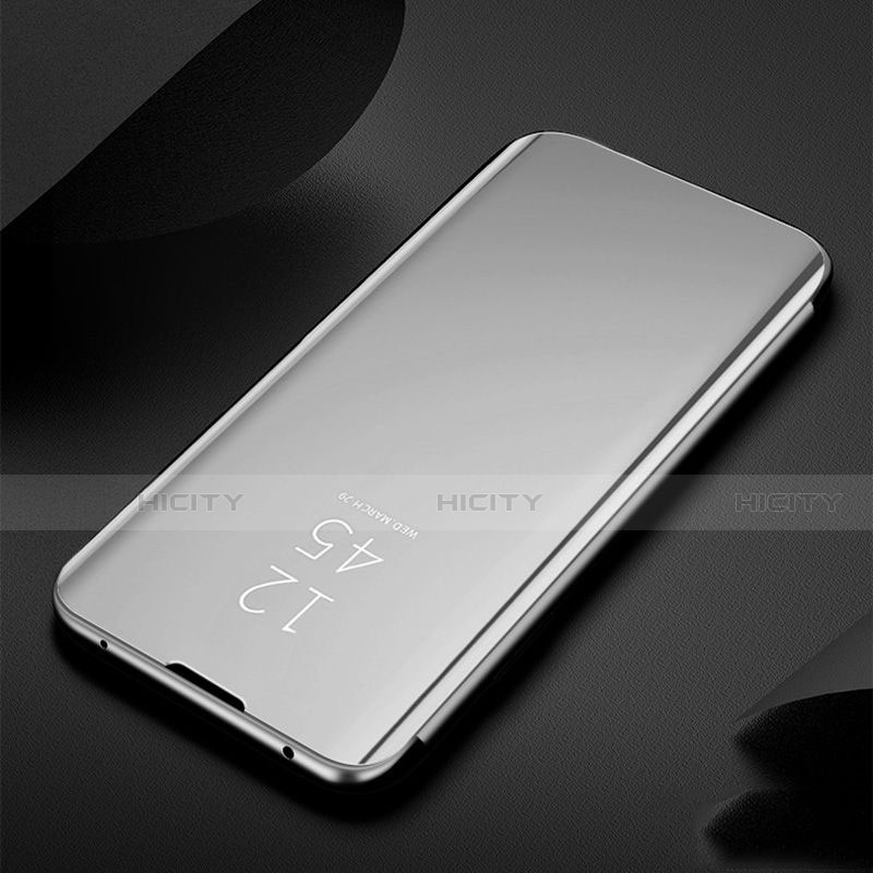 Funda de Cuero Cartera con Soporte Espejo Carcasa para Huawei Nova 6 5G Plata