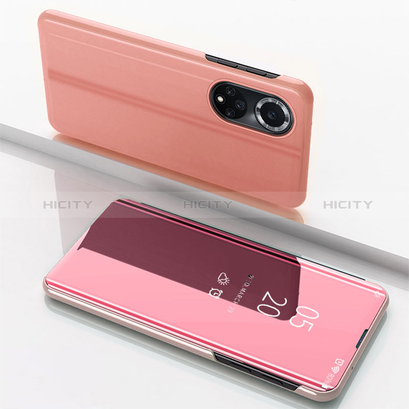 Funda de Cuero Cartera con Soporte Espejo Carcasa para Huawei Nova 9 Oro Rosa