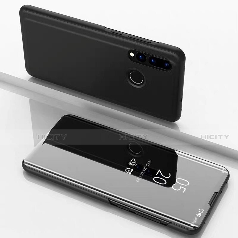 Funda de Cuero Cartera con Soporte Espejo Carcasa para Huawei P30 Lite Negro