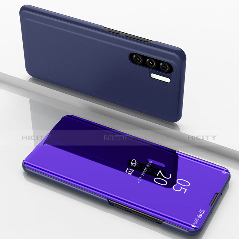 Funda de Cuero Cartera con Soporte Espejo Carcasa para Huawei P30 Pro Azul