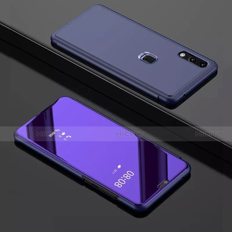 Funda de Cuero Cartera con Soporte Espejo Carcasa para Huawei Y7 (2019) Morado