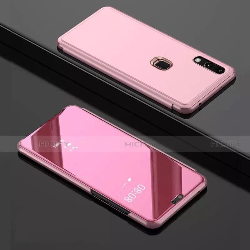 Funda de Cuero Cartera con Soporte Espejo Carcasa para Huawei Y7 Pro (2019) Oro Rosa