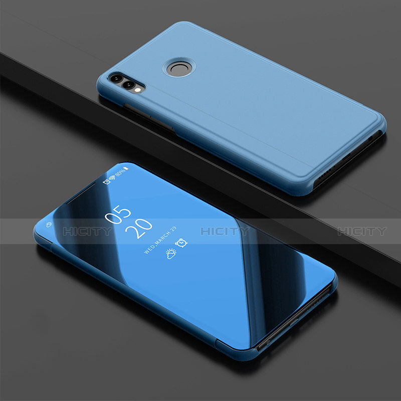 Funda de Cuero Cartera con Soporte Espejo Carcasa para Huawei Y9 (2019) Azul