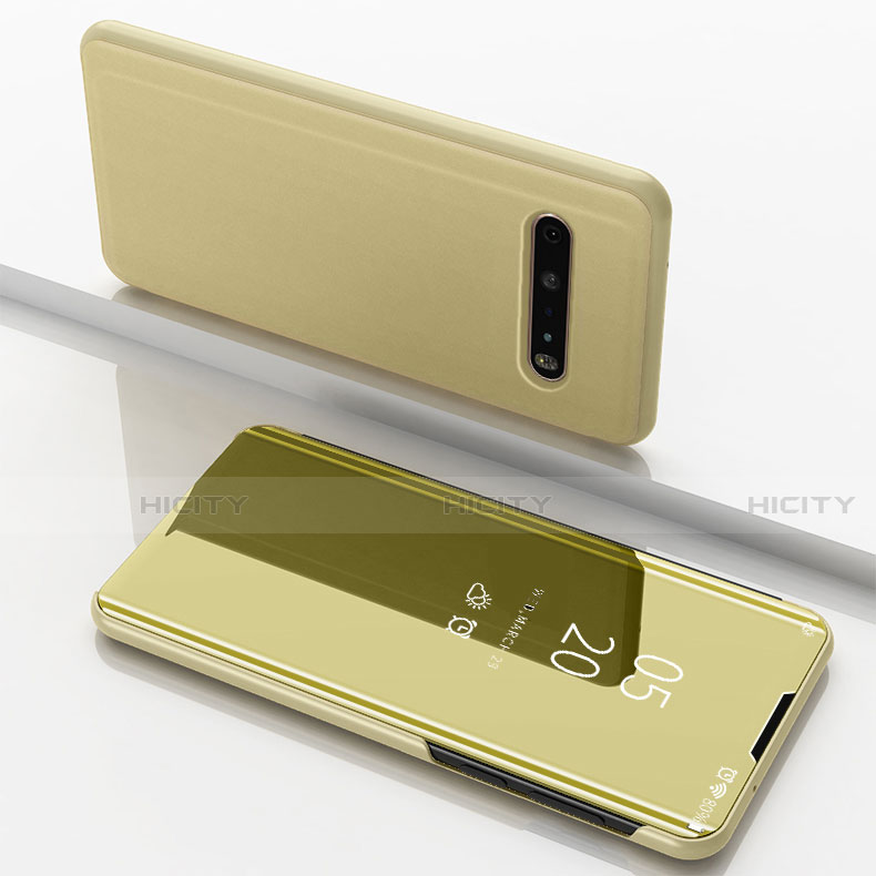 Funda de Cuero Cartera con Soporte Espejo Carcasa para LG V60 ThinQ 5G Oro