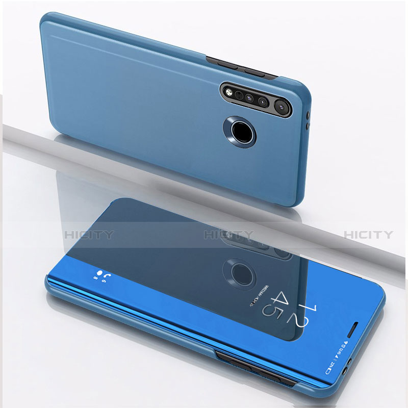 Funda de Cuero Cartera con Soporte Espejo Carcasa para Motorola Moto G8 Plus Azul