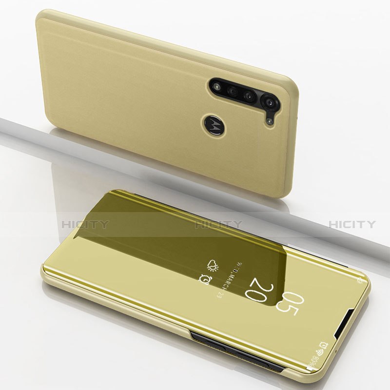 Funda de Cuero Cartera con Soporte Espejo Carcasa para Motorola Moto G8 Power Oro