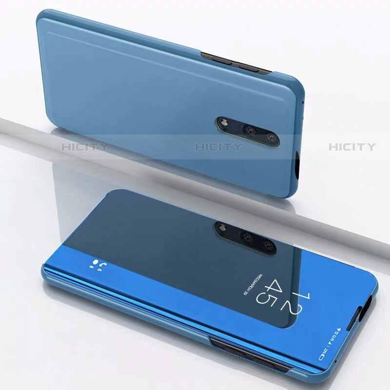 Funda de Cuero Cartera con Soporte Espejo Carcasa para OnePlus 7 Azul