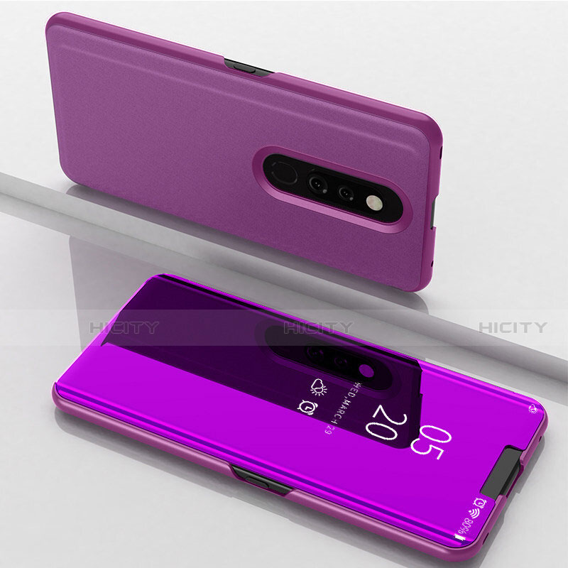 Funda de Cuero Cartera con Soporte Espejo Carcasa para Oppo A9X Morado