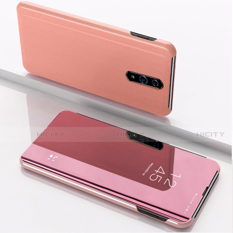 Funda de Cuero Cartera con Soporte Espejo Carcasa para Oppo Reno Oro Rosa