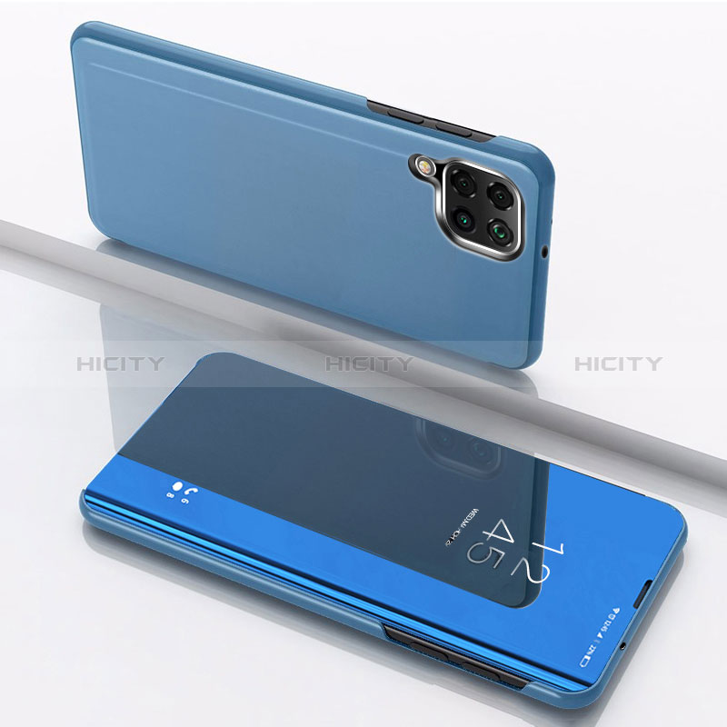 Funda de Cuero Cartera con Soporte Espejo Carcasa para Samsung Galaxy A12 5G Azul