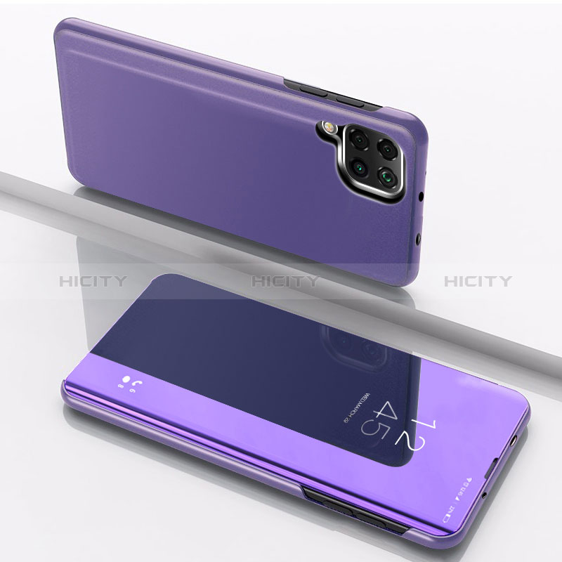 Funda de Cuero Cartera con Soporte Espejo Carcasa para Samsung Galaxy A12 5G Morado