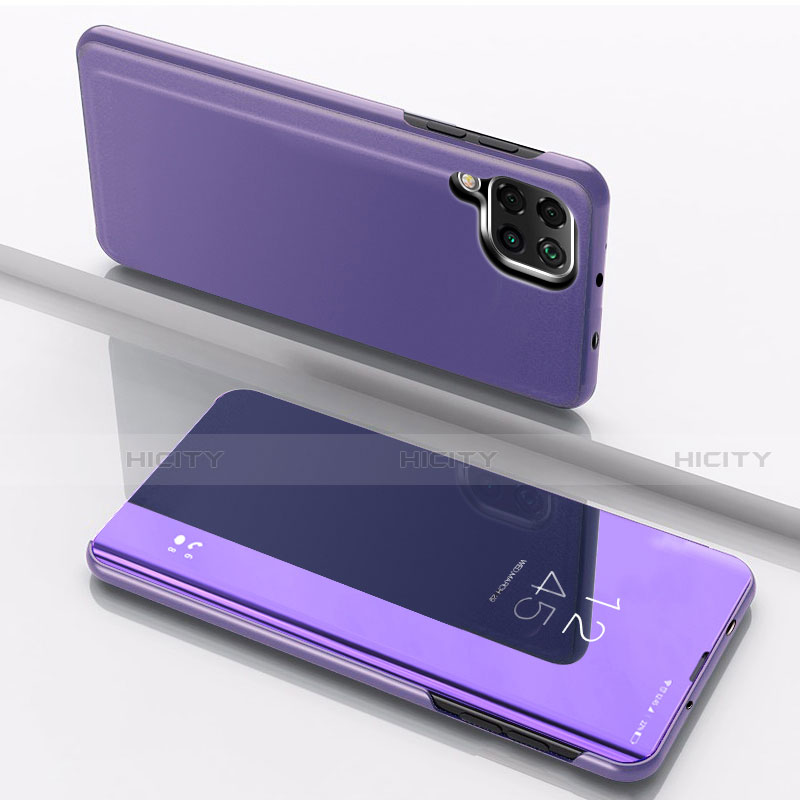 Funda de Cuero Cartera con Soporte Espejo Carcasa para Samsung Galaxy A12 Morado